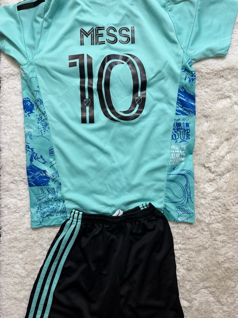Messi #10 Inter Miami Soccer Jersey and Shorts - Aqua & Black